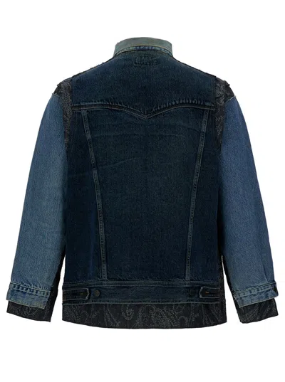 Needles Blue Patchwork Asymmetric Jacket In Blue