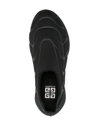 Givenchy Giv Tk-360 Plus Black Stretch-knit Sneakers In Black