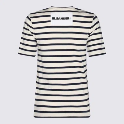 Jil Sander Black And White Knitted Striped T-shirt In Cotton Woman In Multi