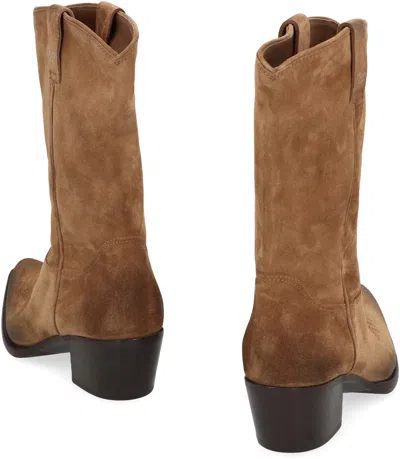 Prada Suede Ankle Boots In Brown