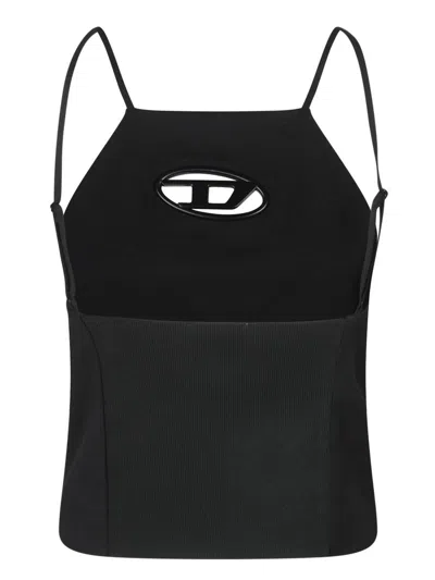 Diesel Black Stretch Polyester Blend T-wilight Top In Black
