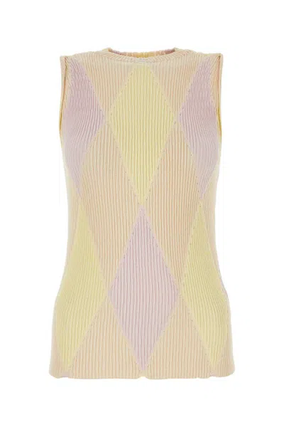 Burberry Embroidered Cotton Blend Top In Multi