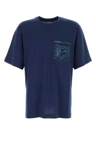 Dolce & Gabbana T-shirt Whit Pocket In Blue