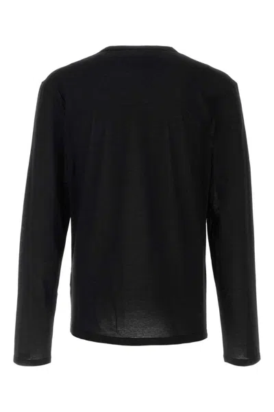 Jil Sander Men Blue Cotton Crewneck Sweatshirt With Logo Label On The Shoulder In Black