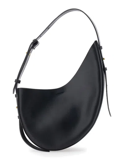 Soeur 'wino' Black Shoulder Bag With Logo Detail On The Front In Leather Woman