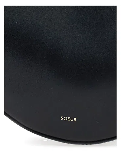 Soeur 'wino' Black Shoulder Bag With Logo Detail On The Front In Leather Woman
