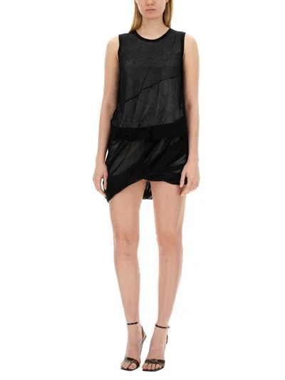 Helmut Lang Balloon Silhouette Silk Skirt In Black