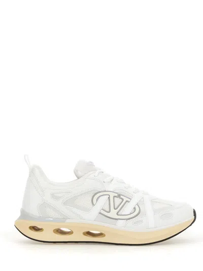 Valentino White Leather And Fabric Vlogo Easyjog Sneakers