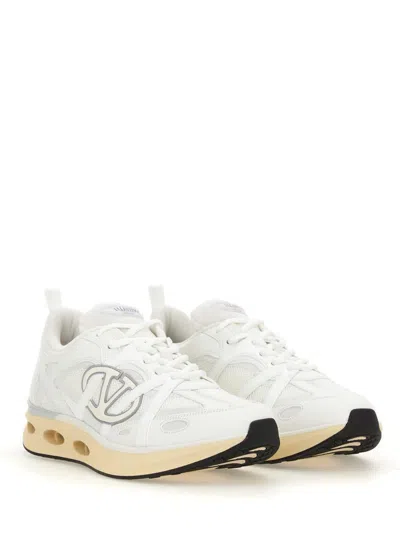 Valentino White Leather And Fabric Vlogo Easyjog Sneakers