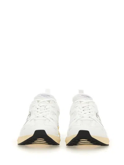 Valentino White Leather And Fabric Vlogo Easyjog Sneakers