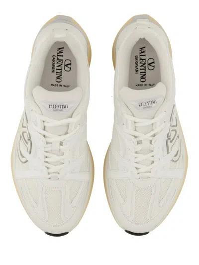 Valentino White Leather And Fabric Vlogo Easyjog Sneakers