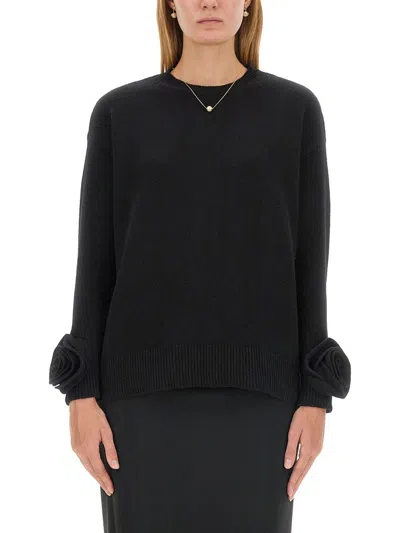 Valentino Regular Fit Wool Jersey Sweater In Black