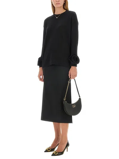 Valentino Regular Fit Wool Jersey Sweater In Black