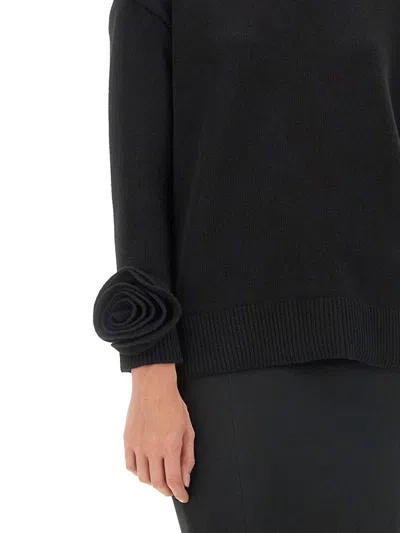 Valentino Regular Fit Wool Jersey Sweater In Black