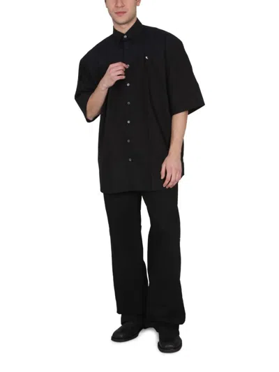Raf Simons Ghost Slogan Print Bowling Shirt In Black