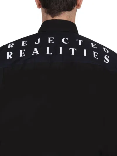 Raf Simons Ghost Slogan Print Bowling Shirt In Black