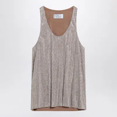 Giuseppe Di Morabito Tank Top With Silver Rhinestones In Brown
