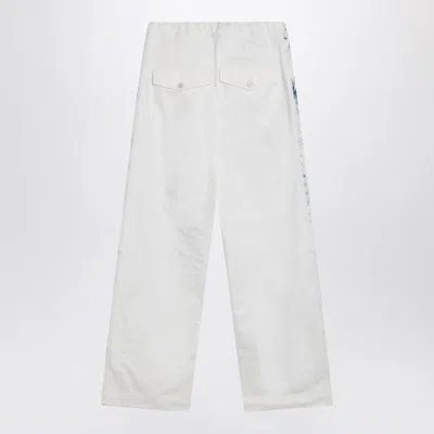 Dries Van Noten Drawstring Wide Leg Denim Trousers In White