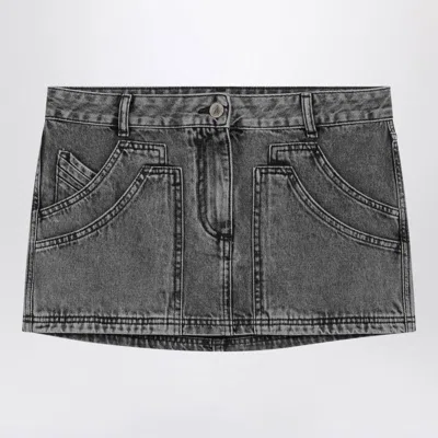 Attico Gray High-waisted Slim Fit Denim Mini Skirt