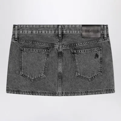 Attico Gray High-waisted Slim Fit Denim Mini Skirt