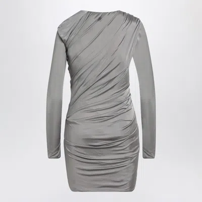 Attico Draped Satin Mini Dress In Gray