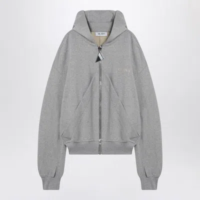 Attico Logo Embroidered Zip-up Hoodie In Gray