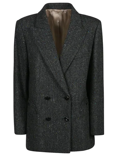 Blazé Milano 'everynight Miska' Structured Herringbone Blazer With Front Pockets In Black