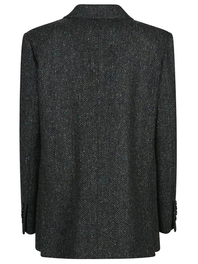 Blazé Milano 'everynight Miska' Structured Herringbone Blazer With Front Pockets In Black