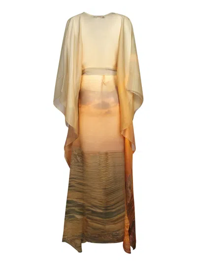 Roberto Cavalli Silk Dress With Sunset-inspired Print