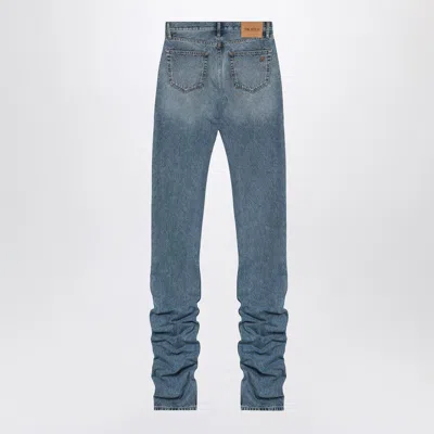 Attico Sky Blue Jeans With Long Leg Curled At The Hem In Blue