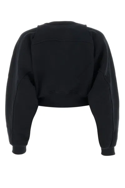 Off-white Cotton Sweatshirt With Frontal Logo In Black