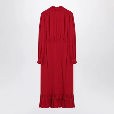 Valentino Ruffled Midi Dress In Red