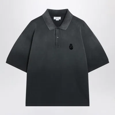 Alexander Mcqueen Alexander Mc Queen Faded Effect Black Polo Shirt In Cotton