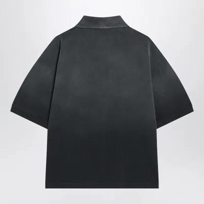 Alexander Mcqueen Alexander Mc Queen Faded Effect Black Polo Shirt In Cotton