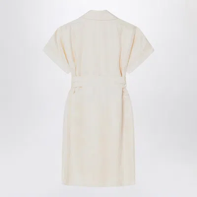 Burberry Waist Belted Short Sleeves Epaulettes Lapels In White