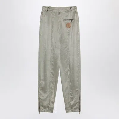 Burberry Trousers With B Shield Emblem In Lyocell Women In Gray
