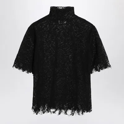 Alexander Mcqueen Cobweb Lace High-neck Top In Black