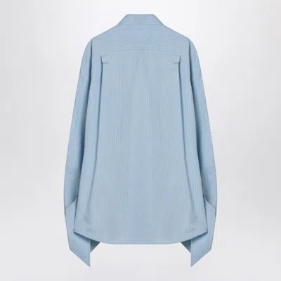 Balenciaga Women Embroidered Viscose Blend Oversize Shirt In Blue