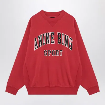 Anine Bing Crew-neck Sweatshirt With Logo Print In Red