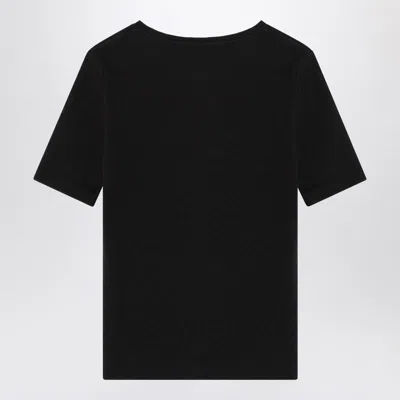 Anine Bing Ribbed Texture Round Neck Button Detailing Top In Black