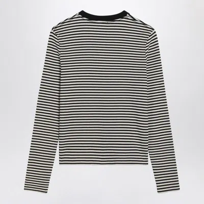 Anine Bing Alessia Long Sleeve Tee In Cream And Black Stripe In Black