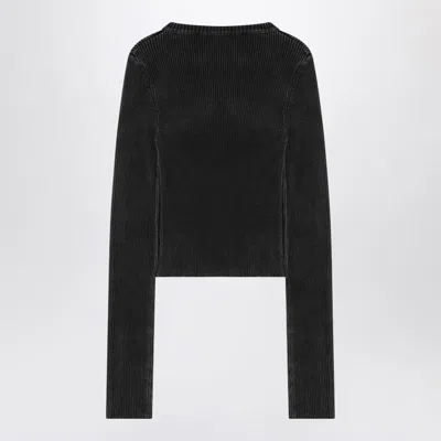 Diesel M-anchor-a Cropped Denim Sweatshirt With Cut-out Detail In Black