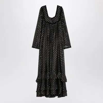 Chloé Maxi Dress Silk Ruffles Scoop Neckline In Black