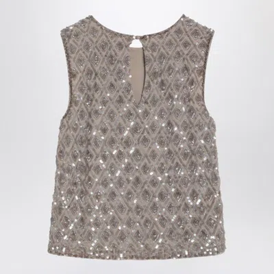 P.a.r.o.s.h . Gray Tank Top With Sequins In Brown