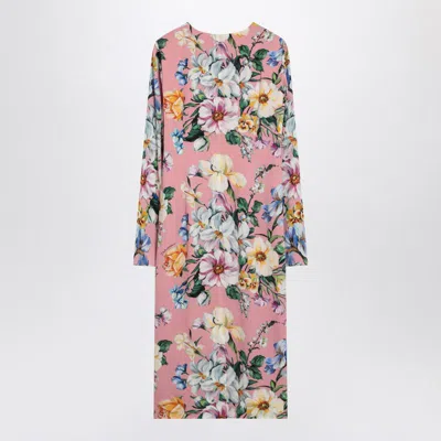 Dolce & Gabbana Floral Midi Dress In Blend In Pink