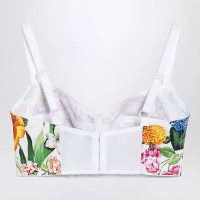 Dolce & Gabbana Multicolor Top With All-over Floral Motif And Adjustable Shoulder Straps In Cotton Blend Woman In Multi