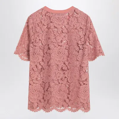 Dolce & Gabbana Dolce&gabbana Pink Lace T Shirt In Pink