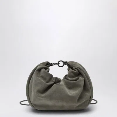 Brunello Cucinelli Brioche Suede Hobo Shoulder Bag In Gray