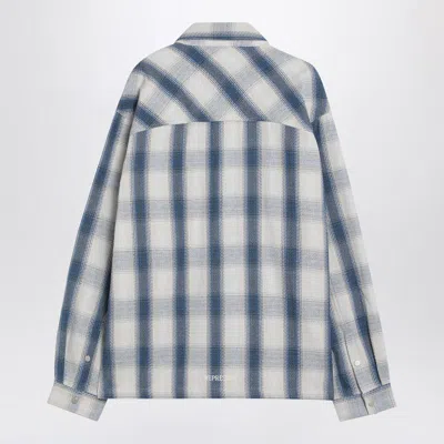 Represent Blue Shirt With Classic Collar And All-over Check Motif
