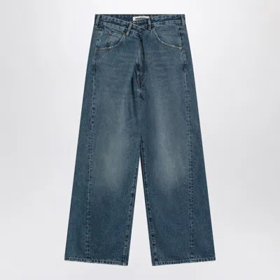 Darkpark Blue Asymmetrical Wide Leg Jeans Ined In Blue